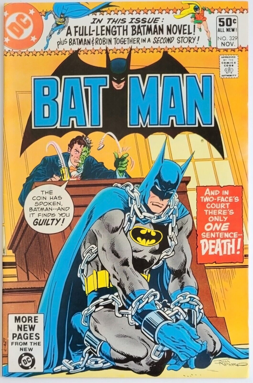 Batman #329 (1980) Vintage Two-Face vs The Dark Knight, Classic Jim Aparo Cover