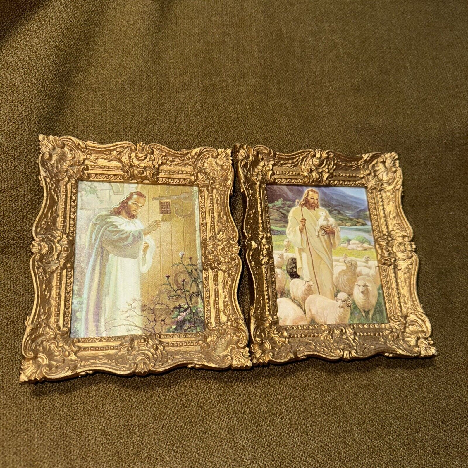 2 Jesus Christ Burwood Prod. Co. Prints 5.5 x 6.5 in Each. USA. Vintage, Frames