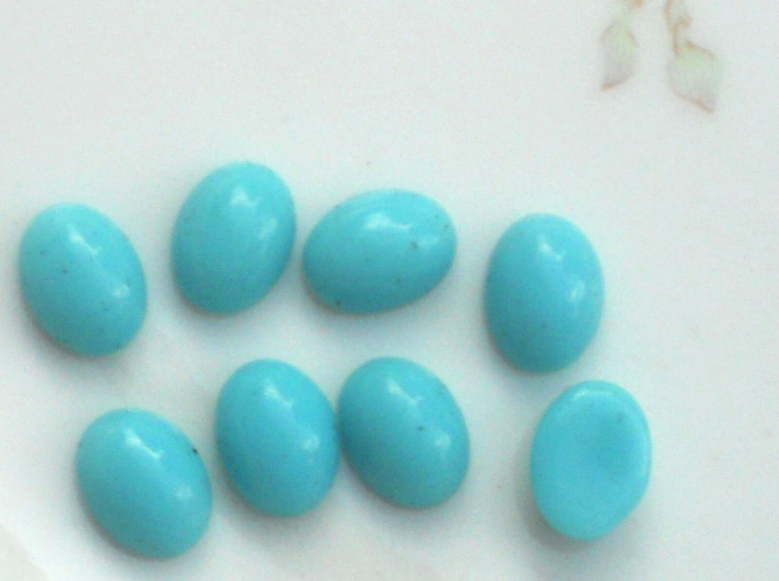 #1447 Vintage Glass Cabochons turquoise Dome Cottage 6x8mm Oval  NOS JAPAN
