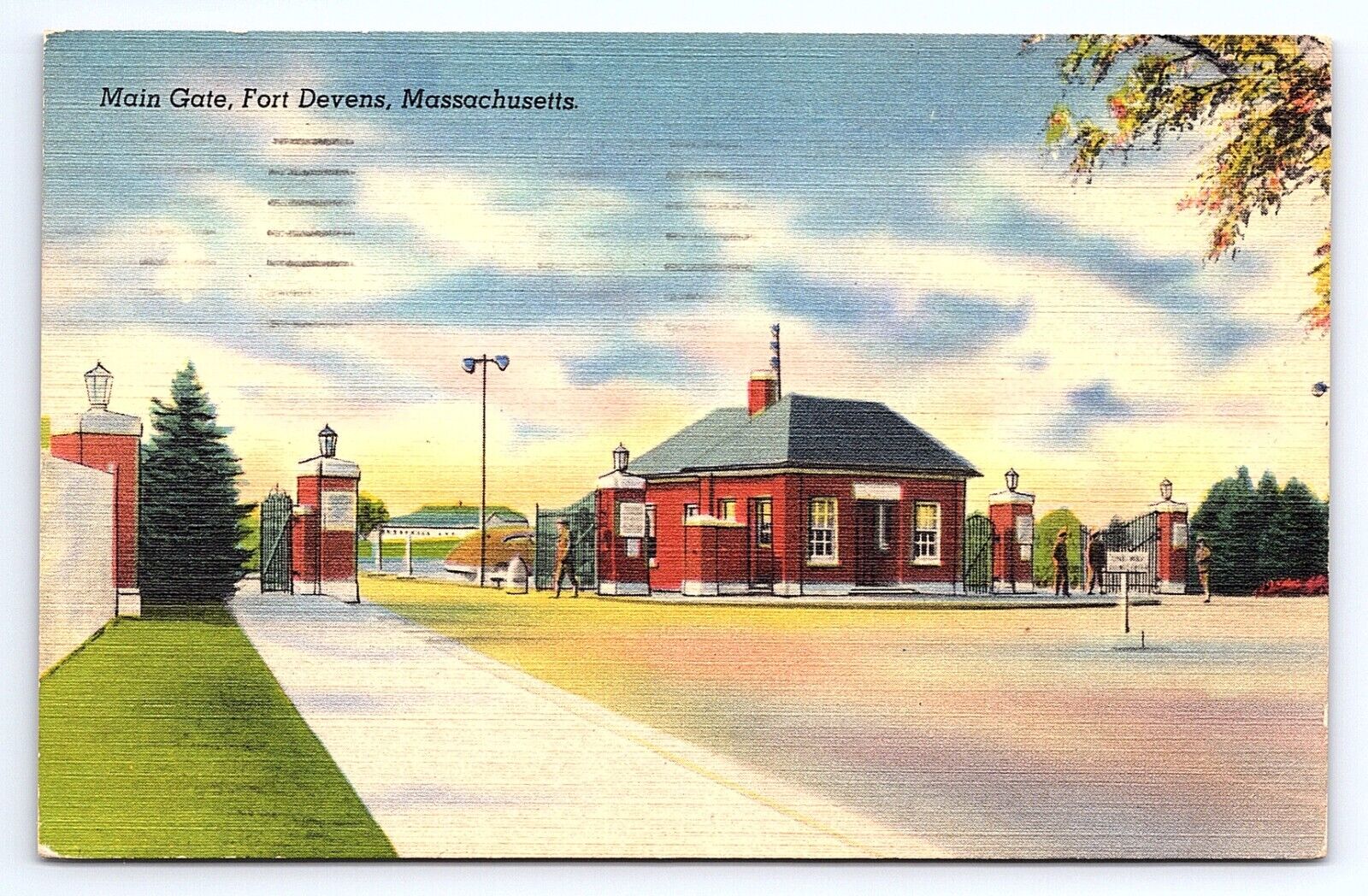 Postcard Main Gate Fort Devens Massachusetts