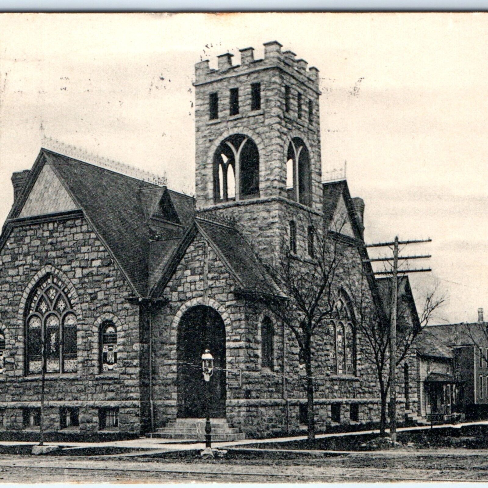 c1900s UDB Waterloo, IA Presbyterian Church Collotype Photo Postcard A61