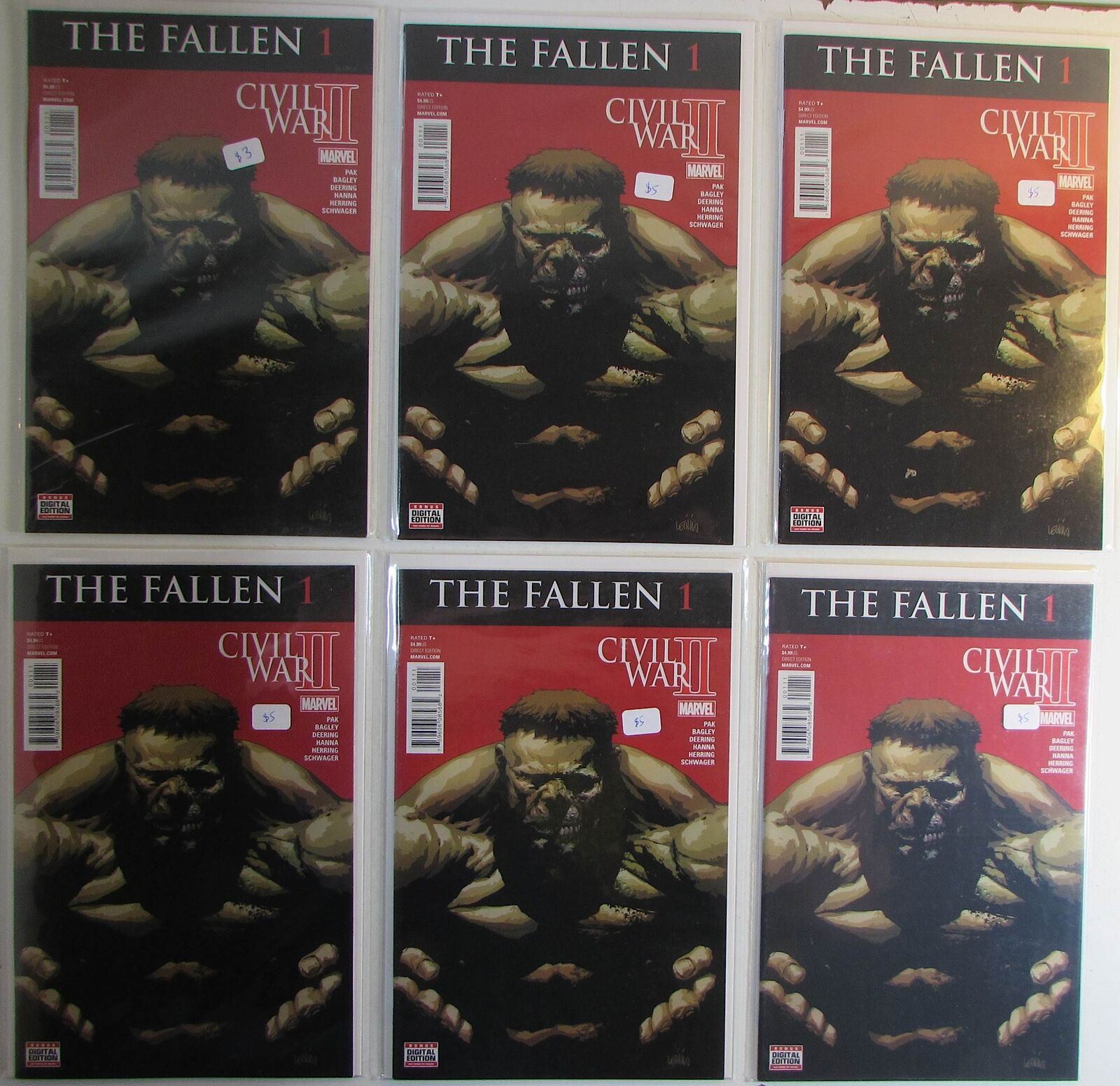 2016 Civil War II The Fallen Lot of 6 #1 x6 Marvel Comic Books