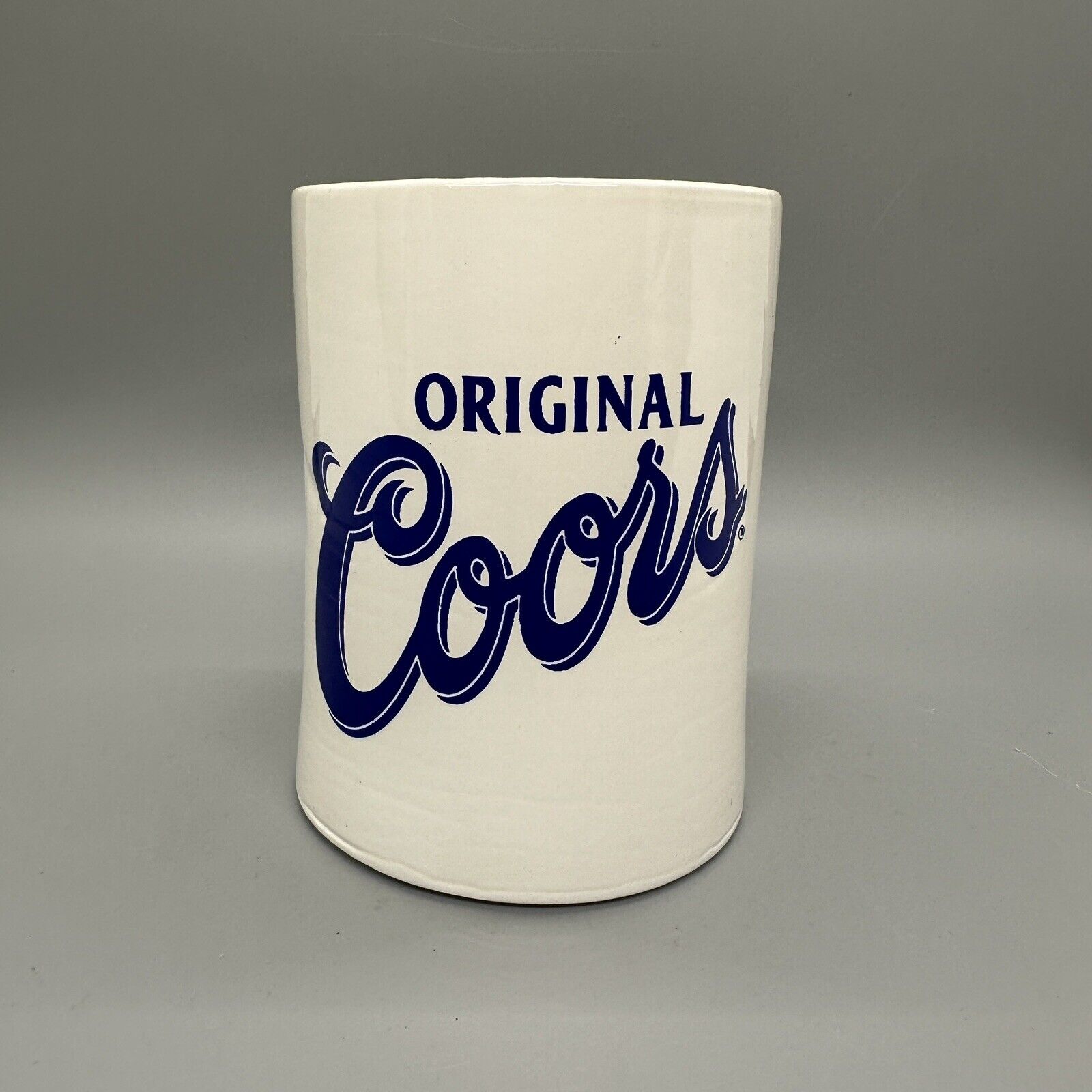 Vintage Coors Beer Kool Kan Koozie Soft Foam Shiny white Blue