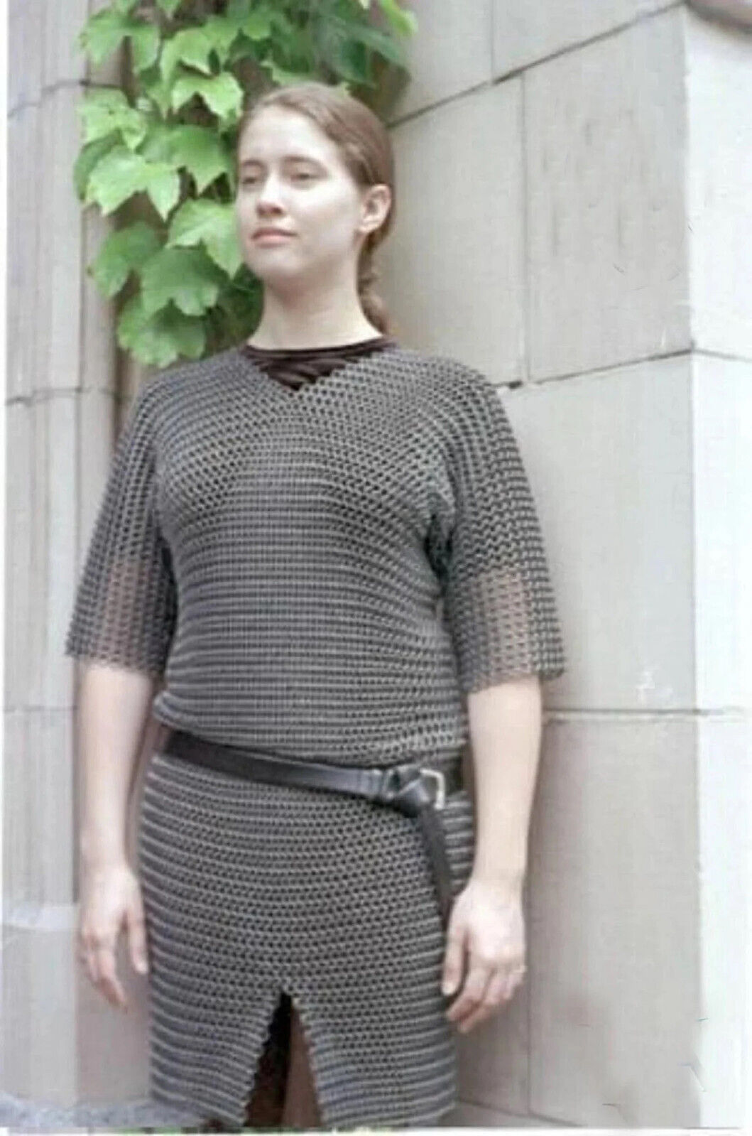 MEDIEVAL Chainmail Viking Long Shirt Haubergeon ARMOR BUTTED Aluminum best,girls