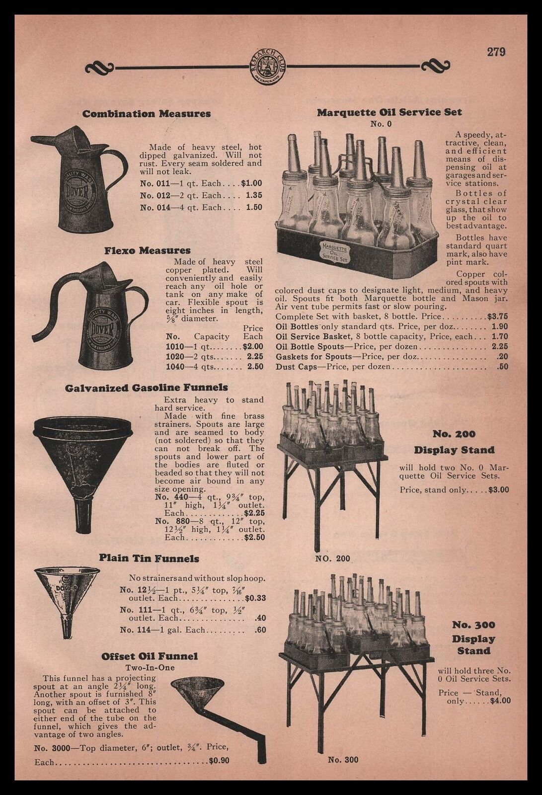 1931 Dover Steel Flexo Measures Marquette Oil Service Set Stand Vintage Print Ad