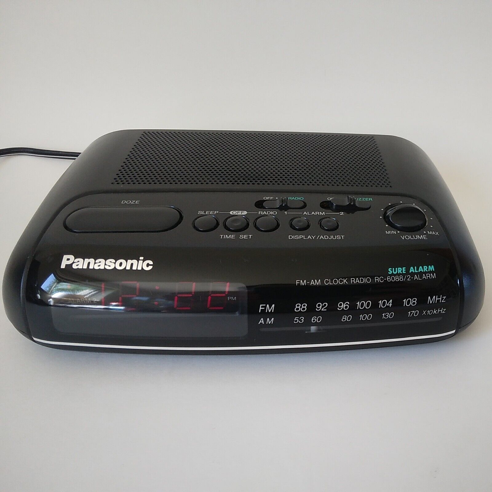 Panasonic RC-6088 Alarm Clock-Red Digits-Dual-AM/FM-Corded-Tested/Works