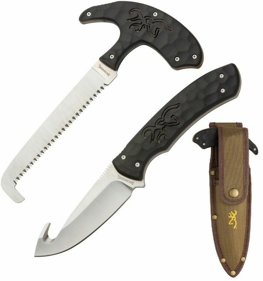 Browning Primal Combo Fixed Knife 8Cr13MoV Steel Blade Black Polymer Handle