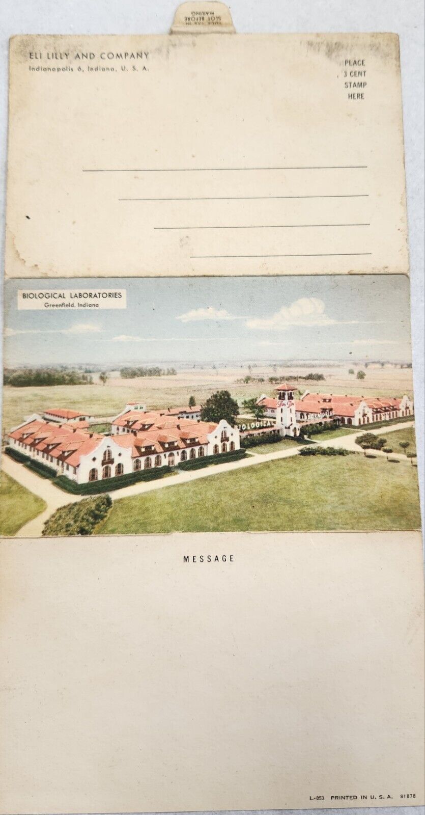 Eli Lilly Vintage Folding Postcard