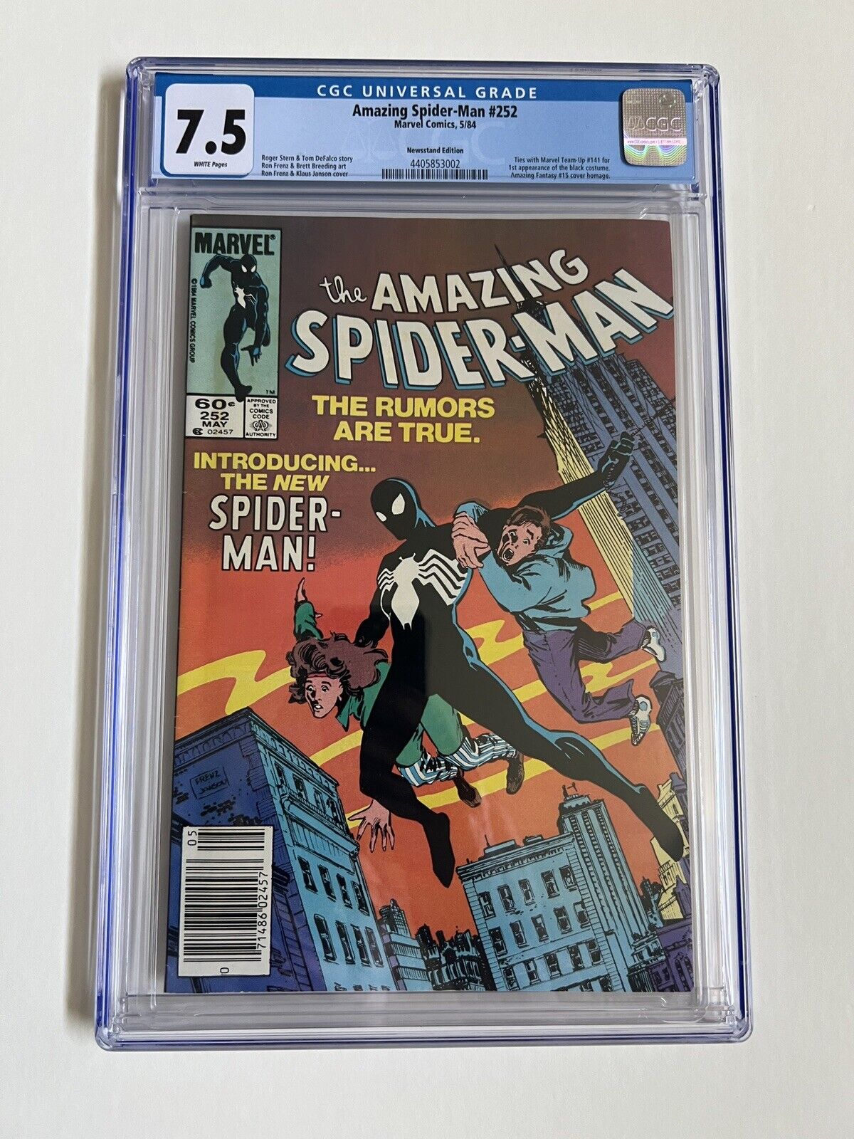 Amazing Spider-Man #252 CGC 7.5 Newsstand 1984 1st app Black Costume Symbiote