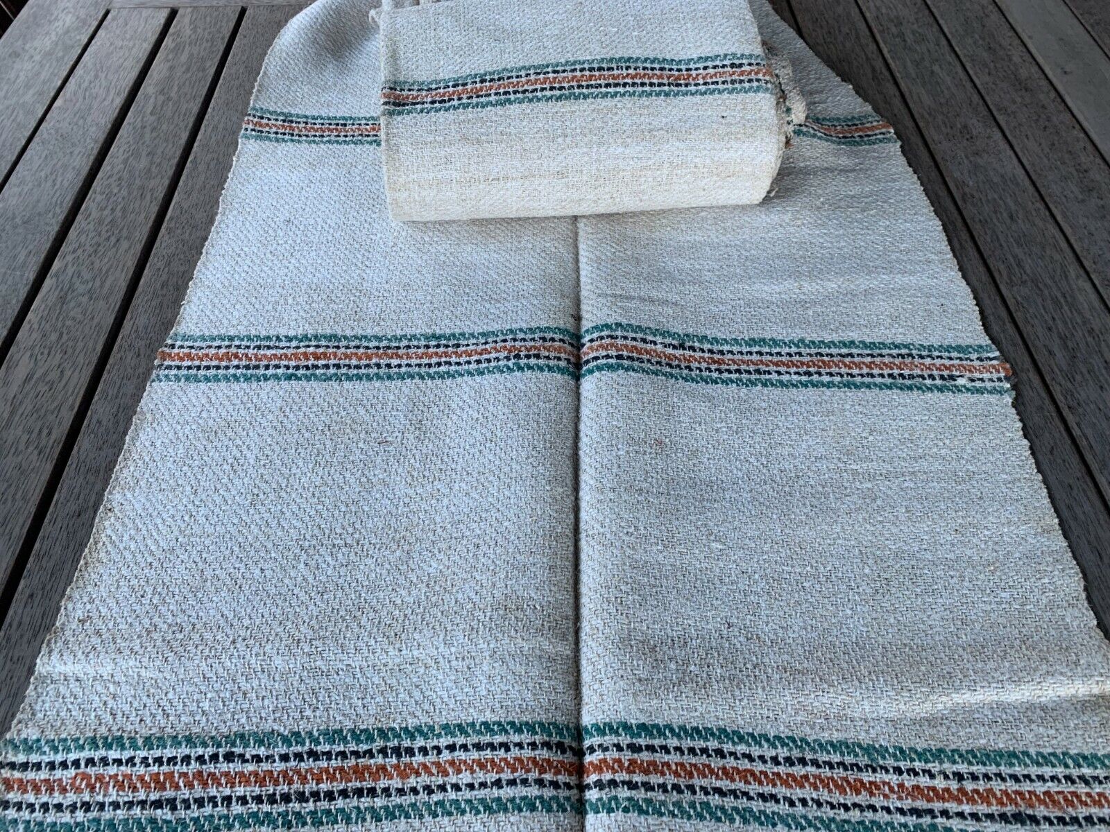 Hand Woven Fabric Homespun Linen Hemp Upholstery Antique Primitive Roll 5.5 yd