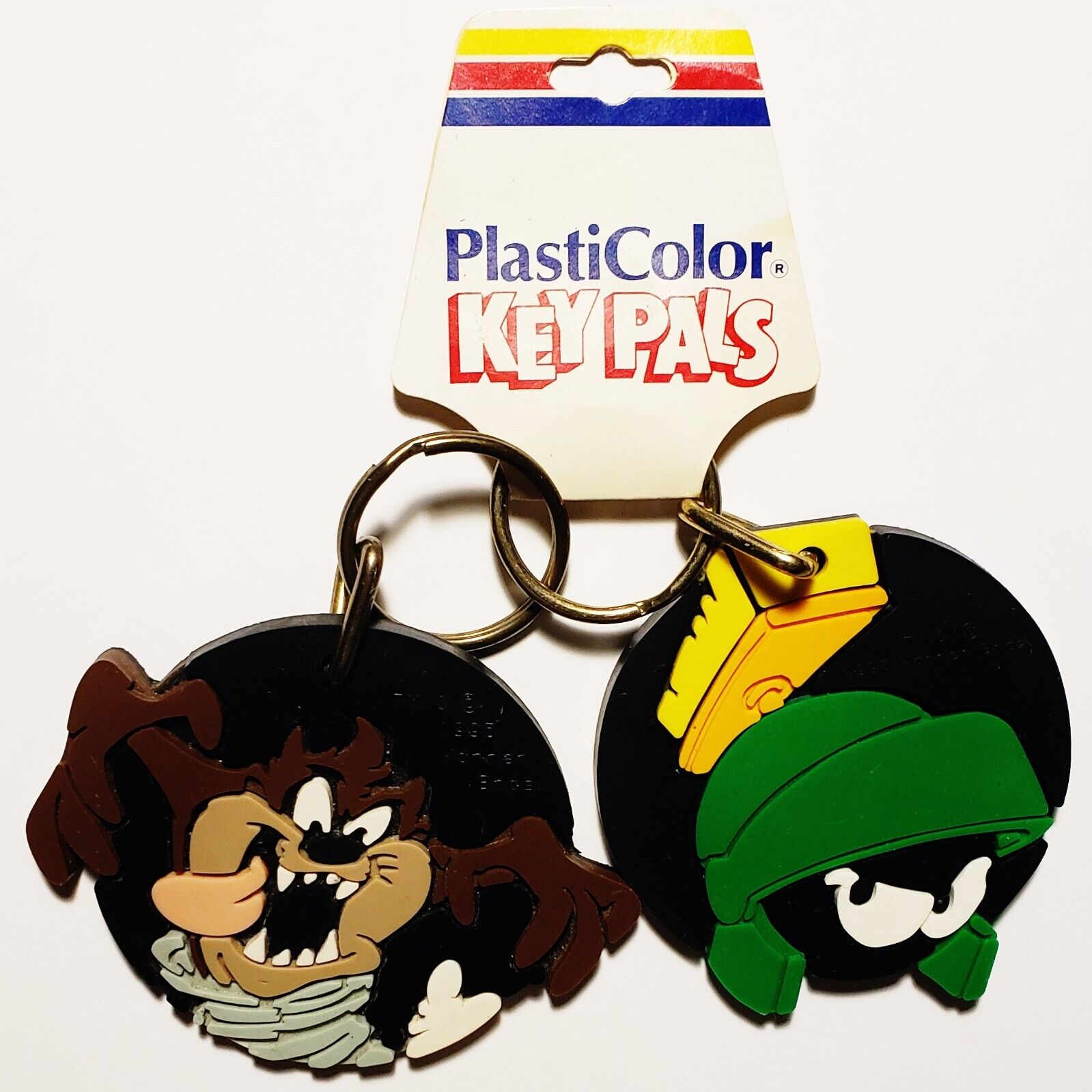 Lot of 2 VTG 1995 PlastiColor Key Pals Looney Tunes Marvin Martian Taz Keychains
