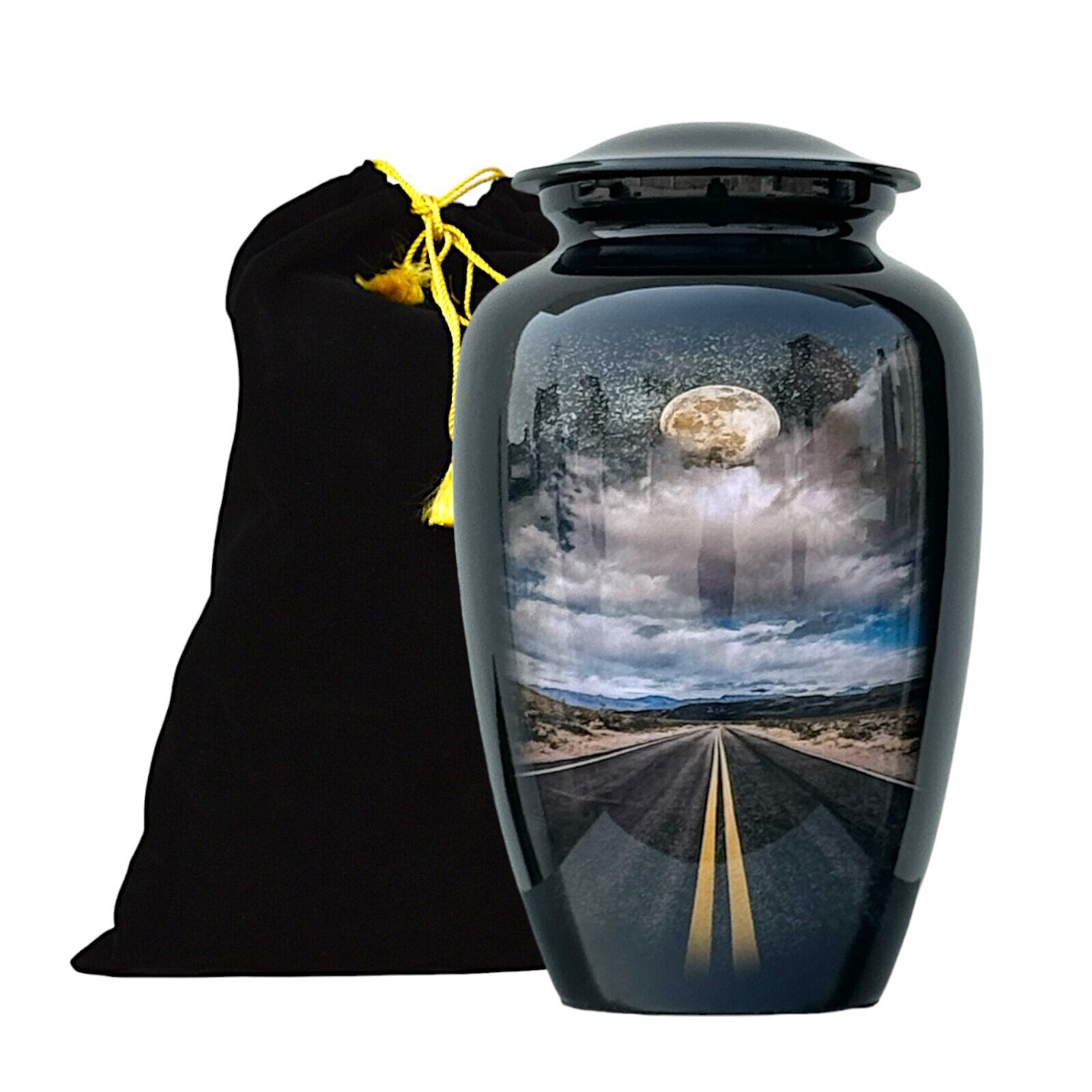 Road path Metal Urns for elegant funeral cremation ash keepsake urn for Adults