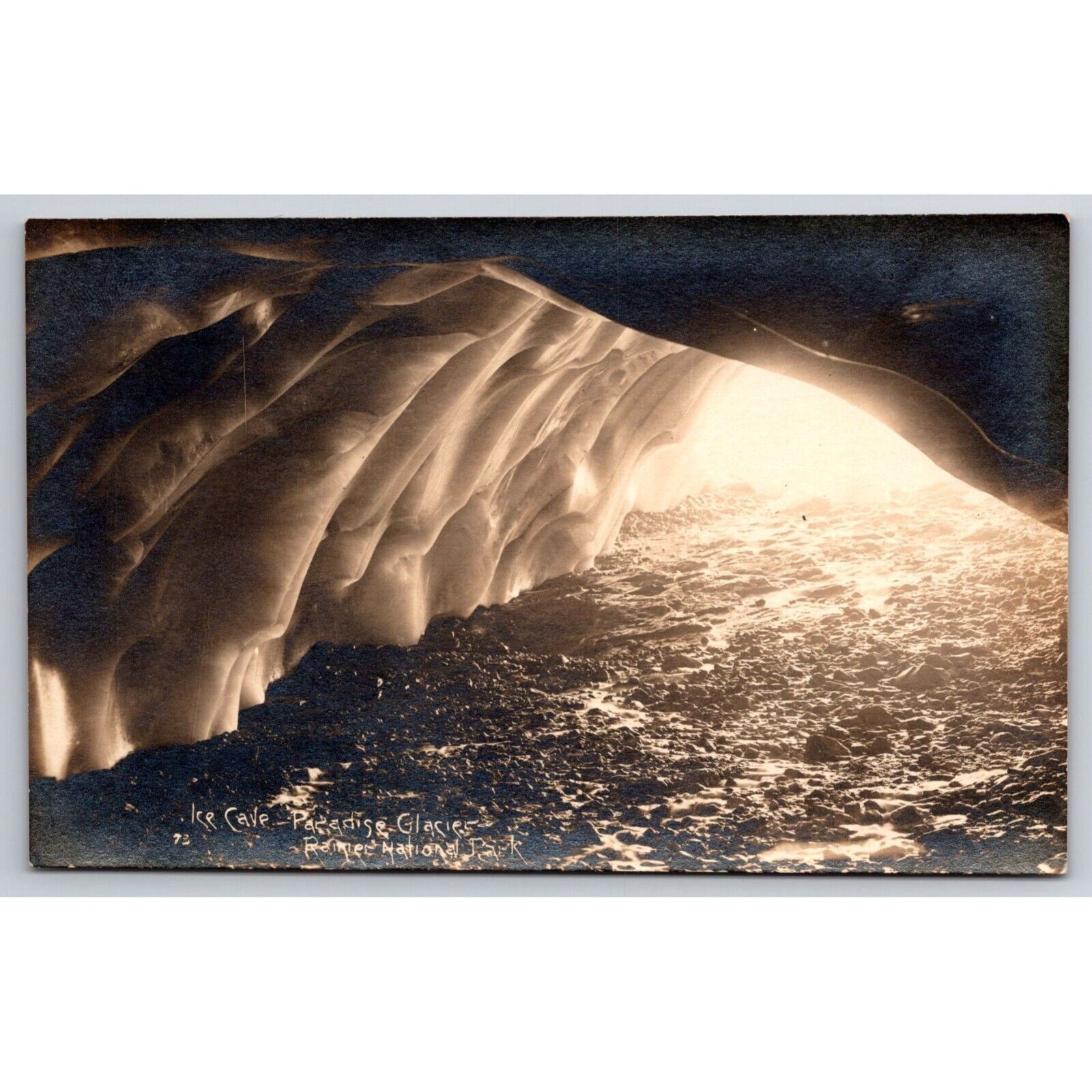 Postcard Ice Cave Paradise Glacier Rainier National Park RPPC Antique c1910 0818