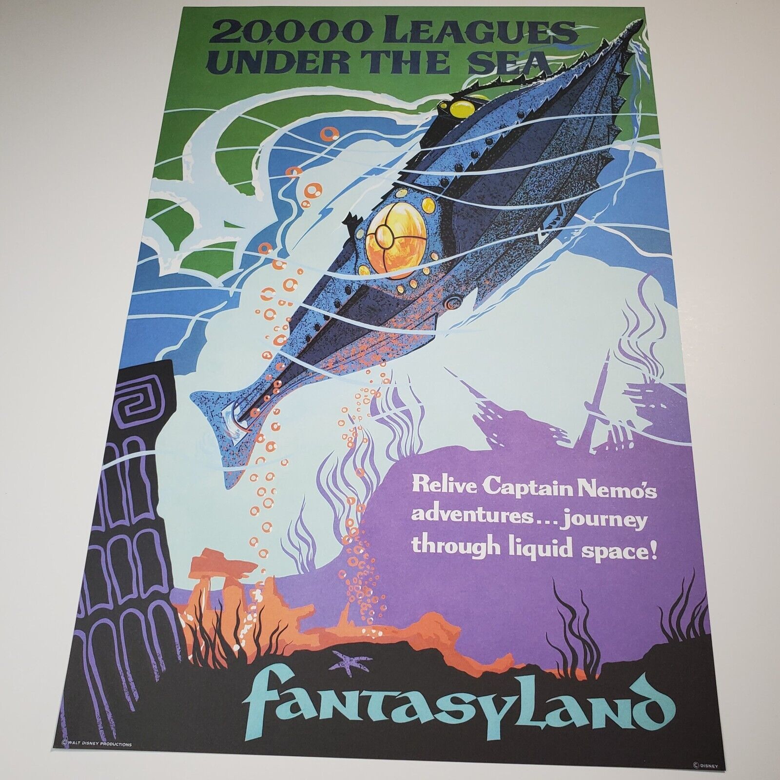 20,000 Leagues Under the Sea Authentic Disney Poster 12x18 WDW Fantasyland