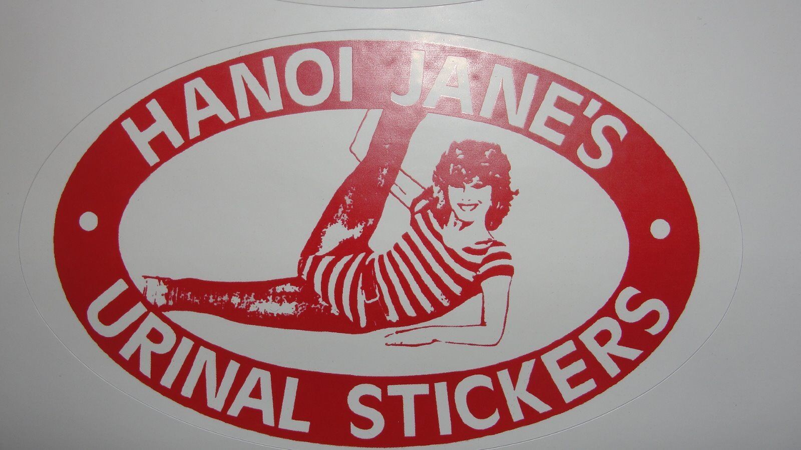HANOI JANE URINAL STICKER  JANE FONDA  PACK OF3 DECALS STICKERS OVALS