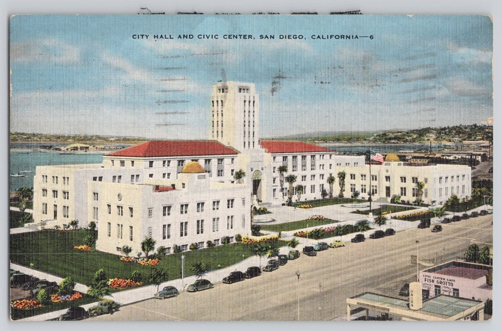 Postcard c1940 City hall and civic center San Diego California