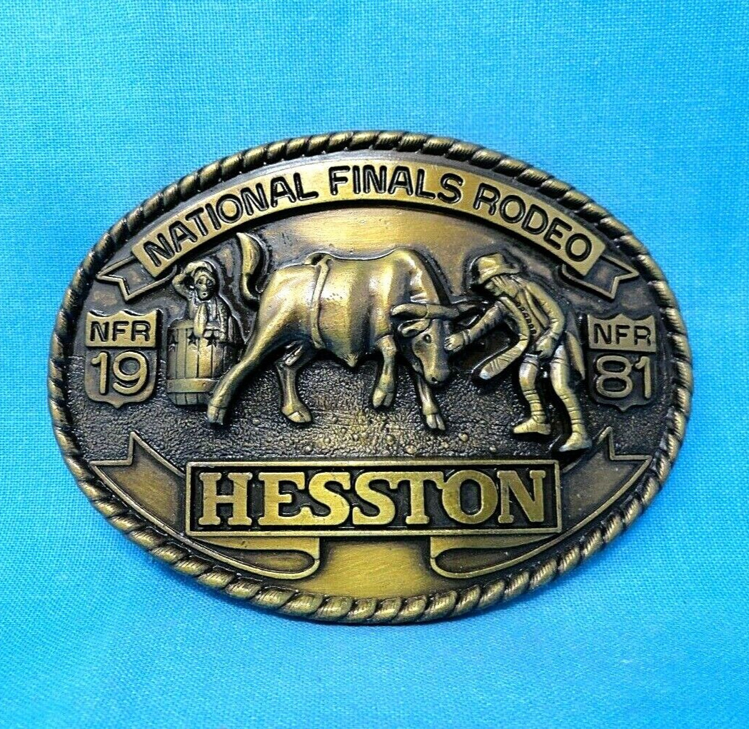 PRCA Hesston NFR Rodeo Belt Buckle 1981 7th Edition Collector Buckle     .BMW238