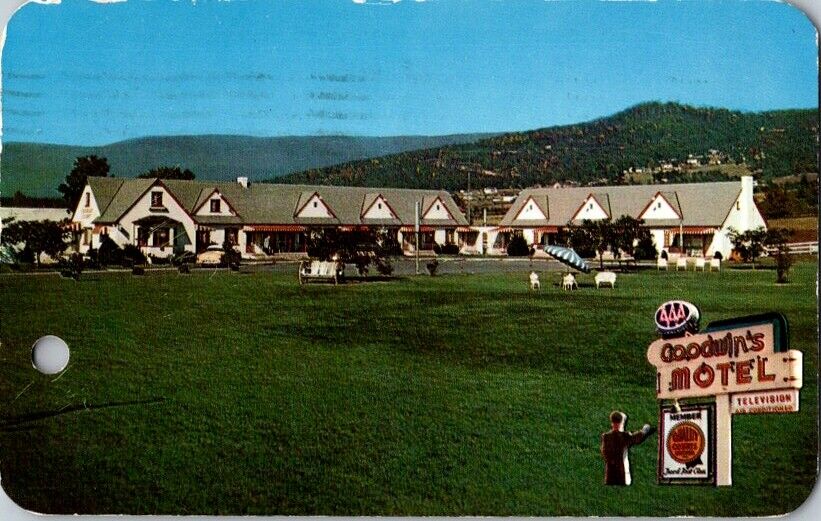 Vintage Postcard Goodwin's Motel Roanoke & Salem VA Virginia 1958          E-453