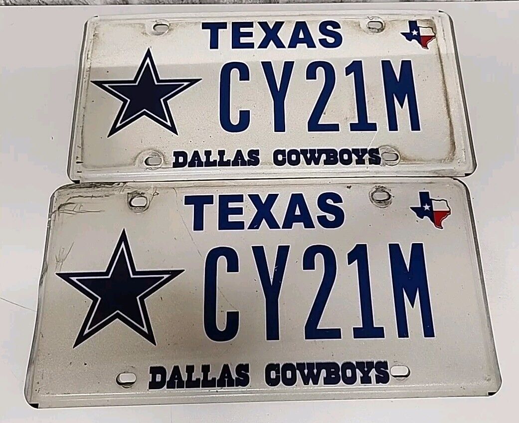 Vintage Texas Optional Dallas Cowboys License Plate Pair Set CY21M Expired
