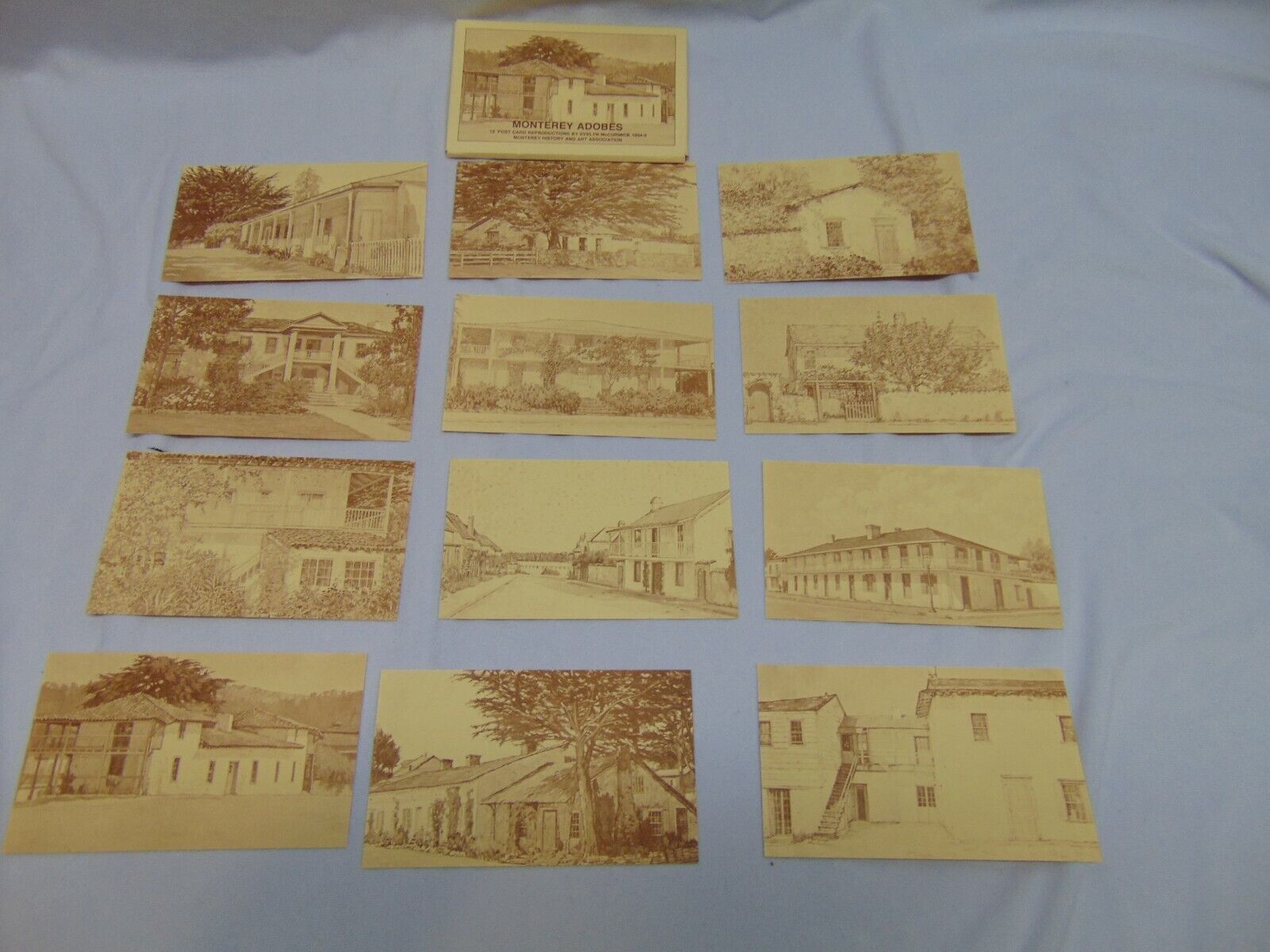 1934-39 Set of 12 Monterey Adobes Evelyn McCormick house Postcards Whaling Colto
