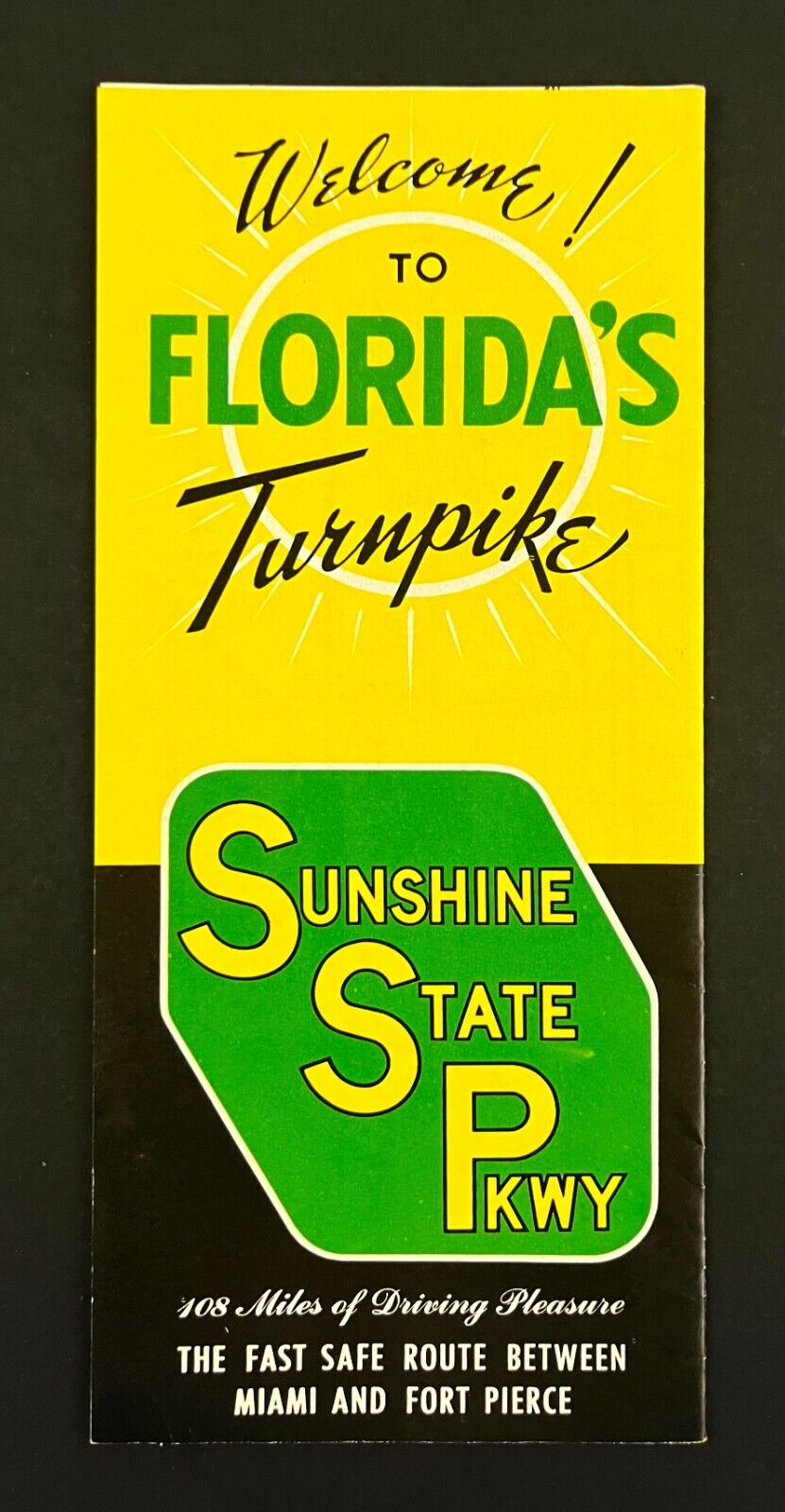 1950s Sunshine State Parkway Florida\'s Turnpike Vintage Travel Map Brochure FL