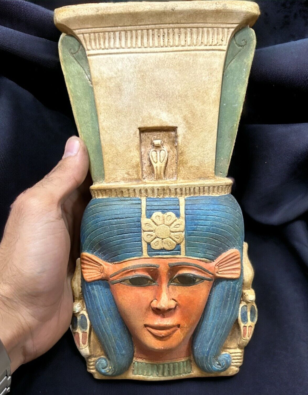 UNIQUE ANCIENT EGYPTIAN ANTIQUE Mask Goddess Of Heaven Hathor Egyptian Rare BC