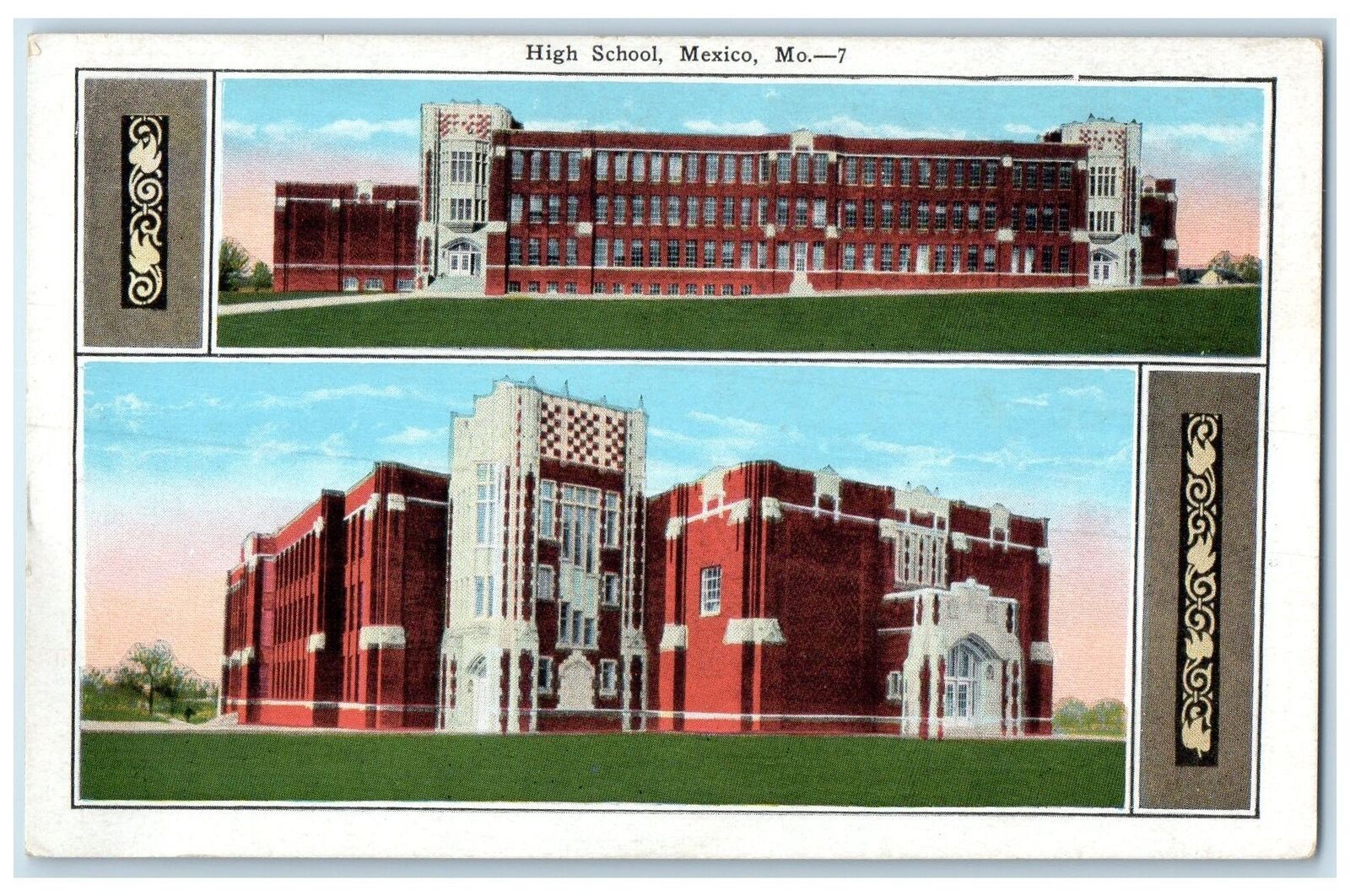 c1920's High School Campus Building Multiple View Mexico Missouri MO Postcard