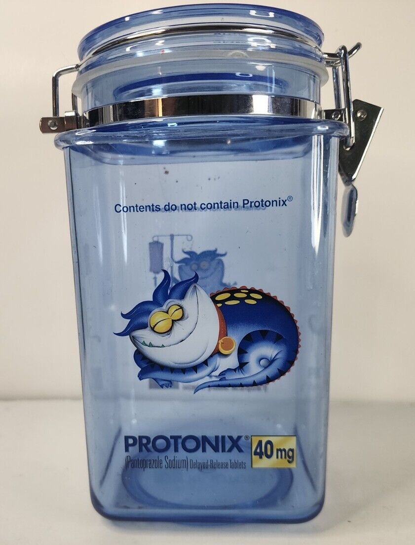 PROTONIX IV Pharmaceutical DRUG REP Clear Blue Plastic Canister