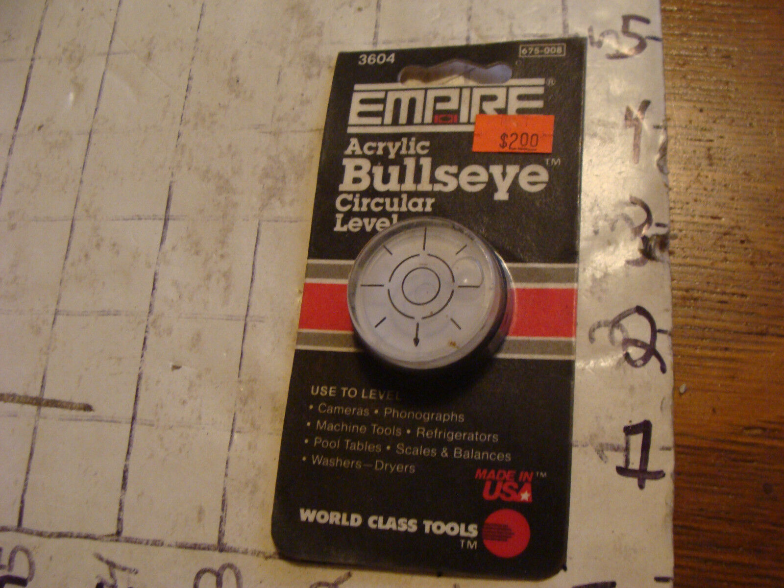 vintage  UNUSED sealed Empire Acrylic BULLSEYE Circular Level 