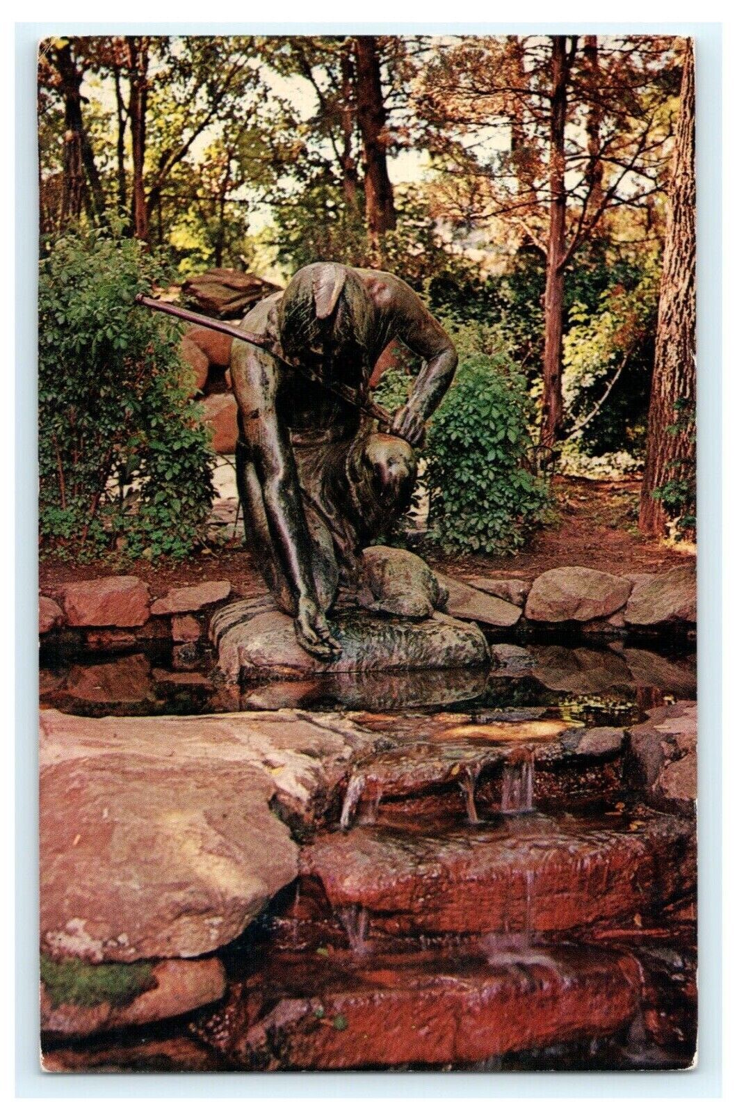Menotomy Indian Statue Arlington MA Massachusetts Vintage Postcard 