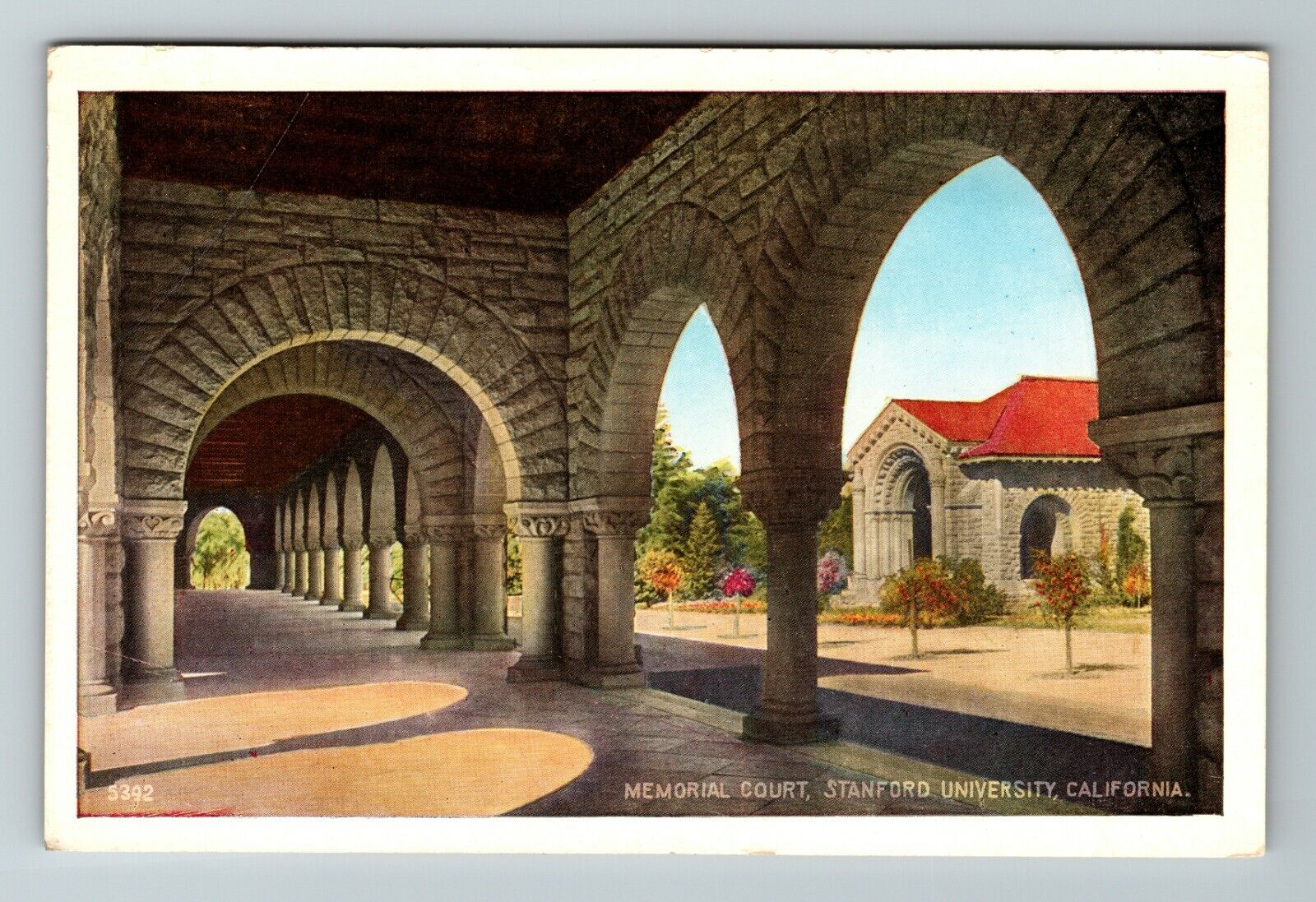 Stanford CA-California, Memorial Court, Stanford University, Vintage Postcard