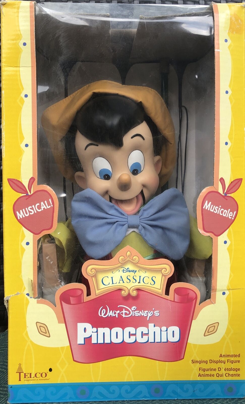 Disney Telco Pinocchio Musical Singing Puppet Christmas Classic No Movement READ