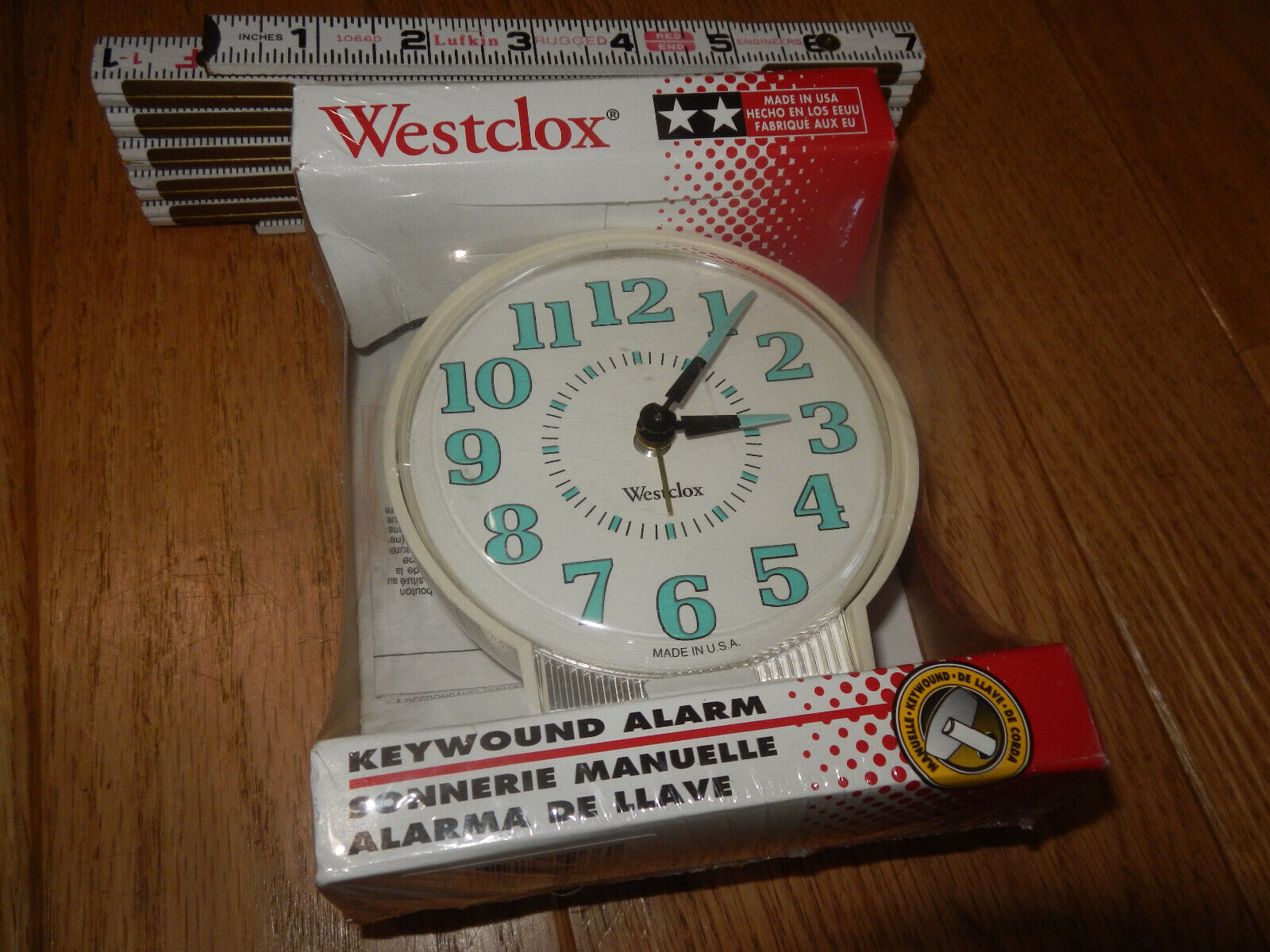 VTG NOS Westclox #15136 EZ Read Luminous Keywound Alarm Clock USA 1980's 1990's