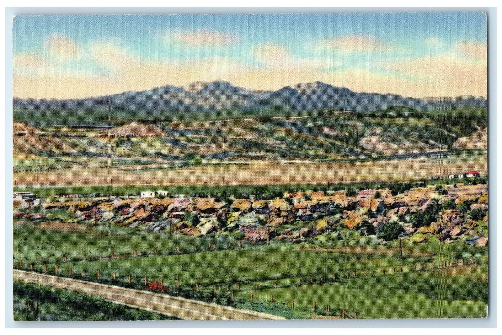 c1940\'s North Of Santa Fe Railway Mt. Taylor Grants New Mexico NM Trees Postcard