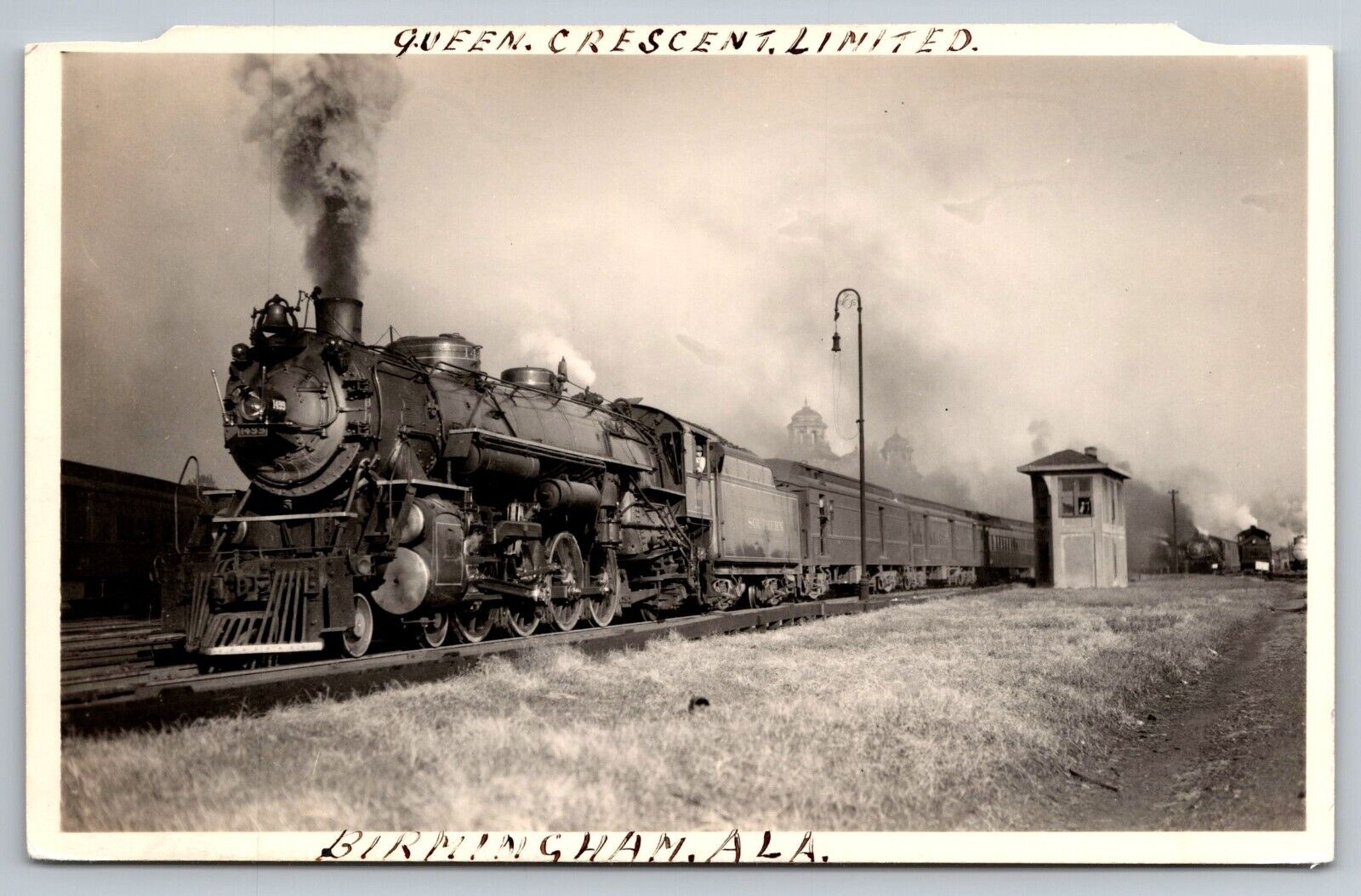 Queen Crescent Limited. Birmingham Alabama Train Real Photo Postcard. RPPC