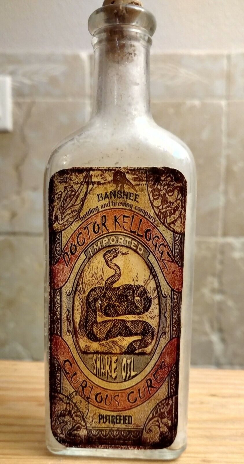 Vintage Medicine Hand Crafted Bottle, Snake Oil, Dr. Kelloggz (Copy)