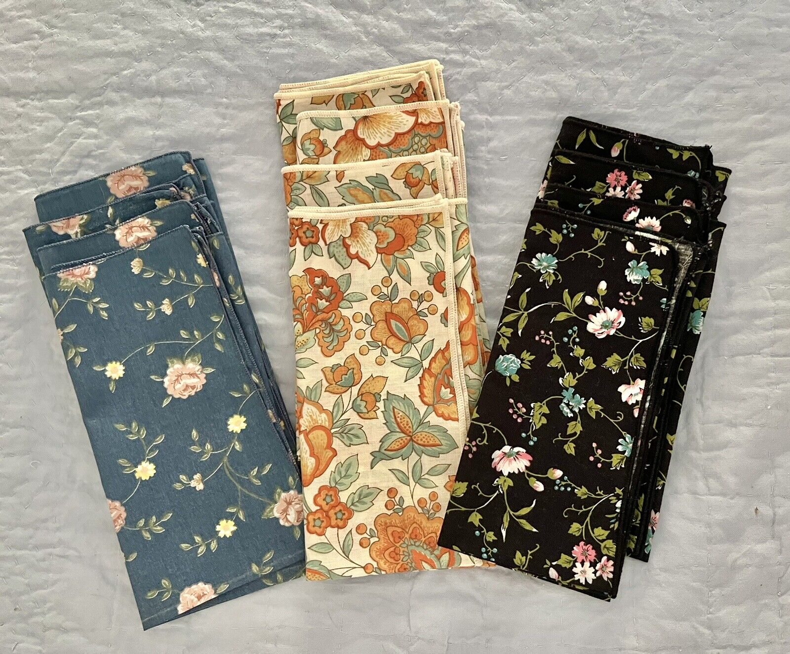 Vintage Mixed Lot of 12 Cloth Napkins Cotton Floral Cottagecore 80’s-90’s EUC