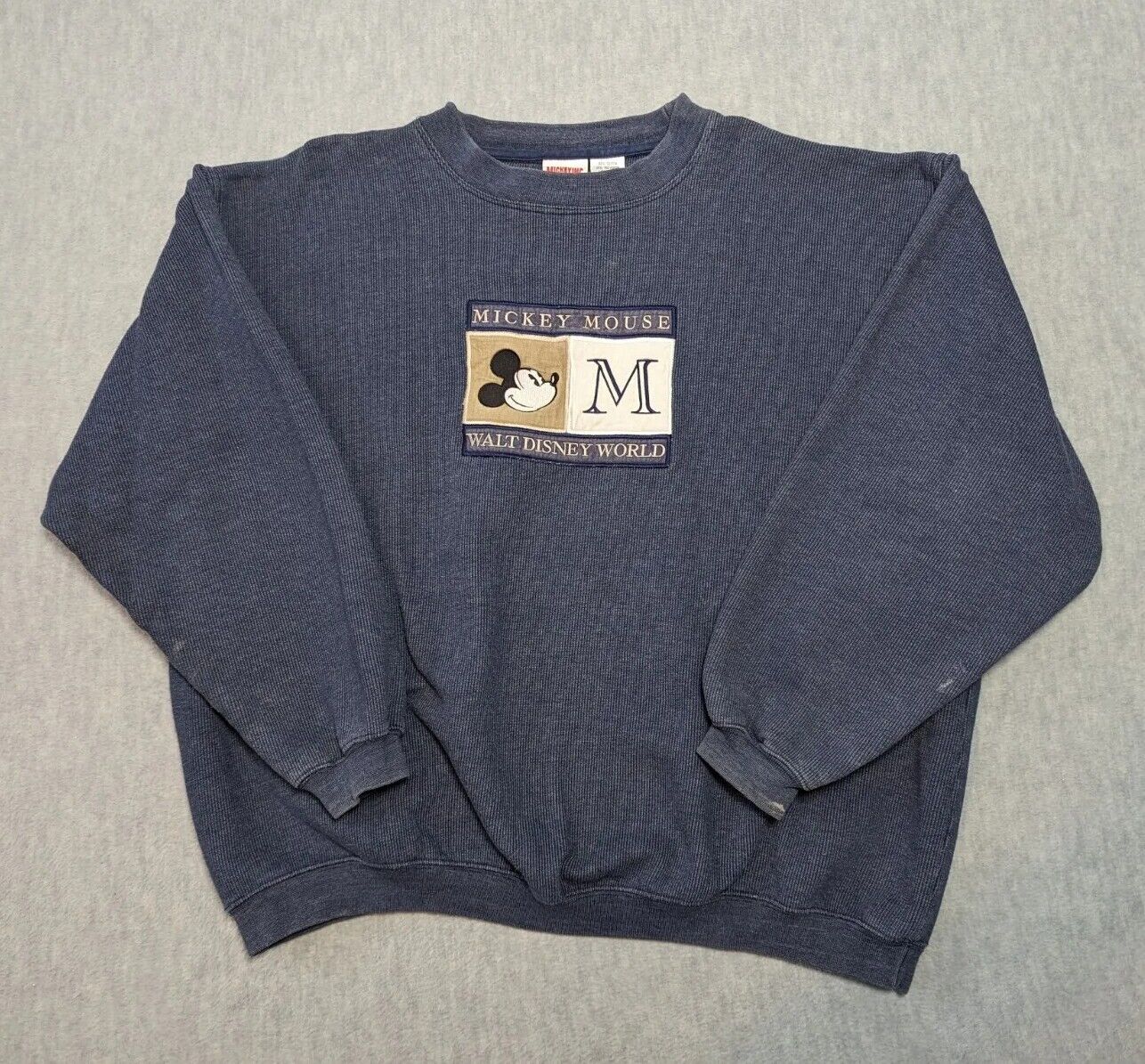 Vintage Disney World Mickey Inc Y2K Pullover Sweater Navy Blue Adult XXL Rare