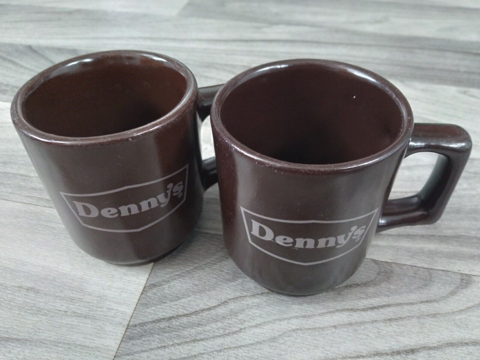 Pair Vintage Denny's Coffee Mug Brown 8oz