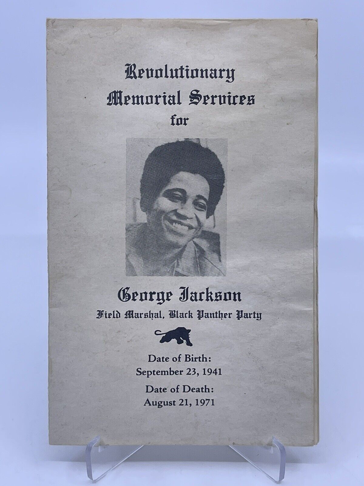 George Jackson Memorial Program 1971 Black Panthers Huey Newton Bobby Seale RARE
