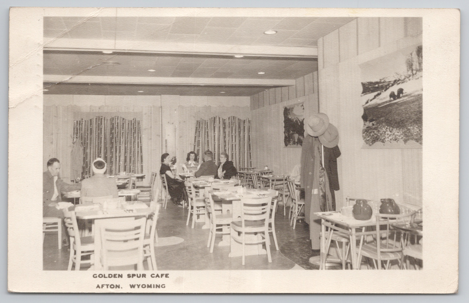 Golden Spur Cafe Afton Wyoming Dining Room Antique 1951 Real Photo RPPC - Posted