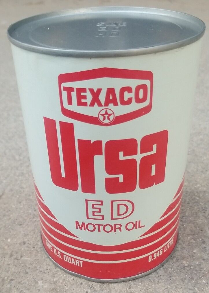 Texaco URSA Motor Oil Quart Can Full/ NOS Antique Vintage Oil Can NY/ Dented