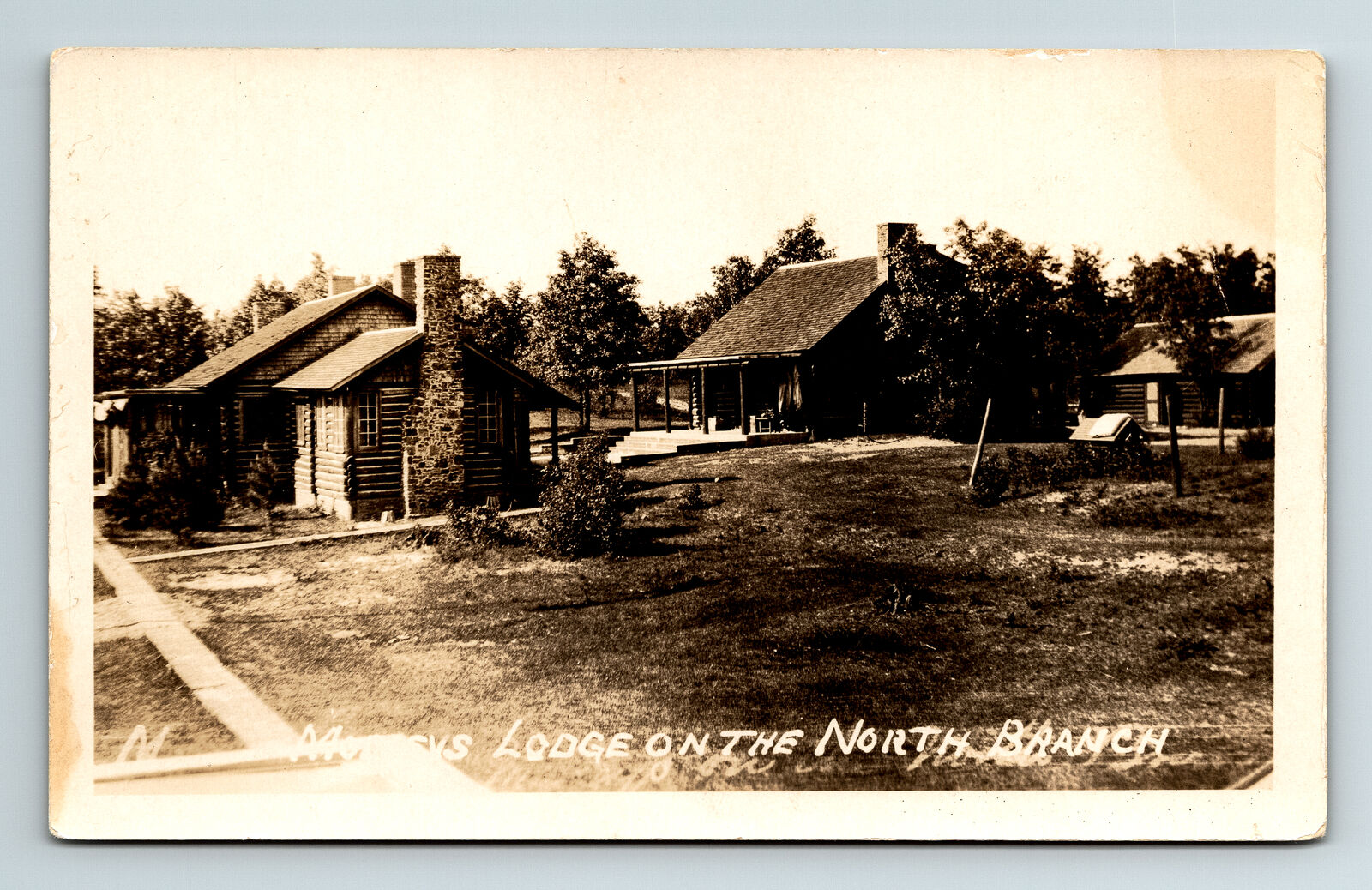 RPPC Postcard North Branch Unknown Lodge on the North Branch M****ys? AZO
