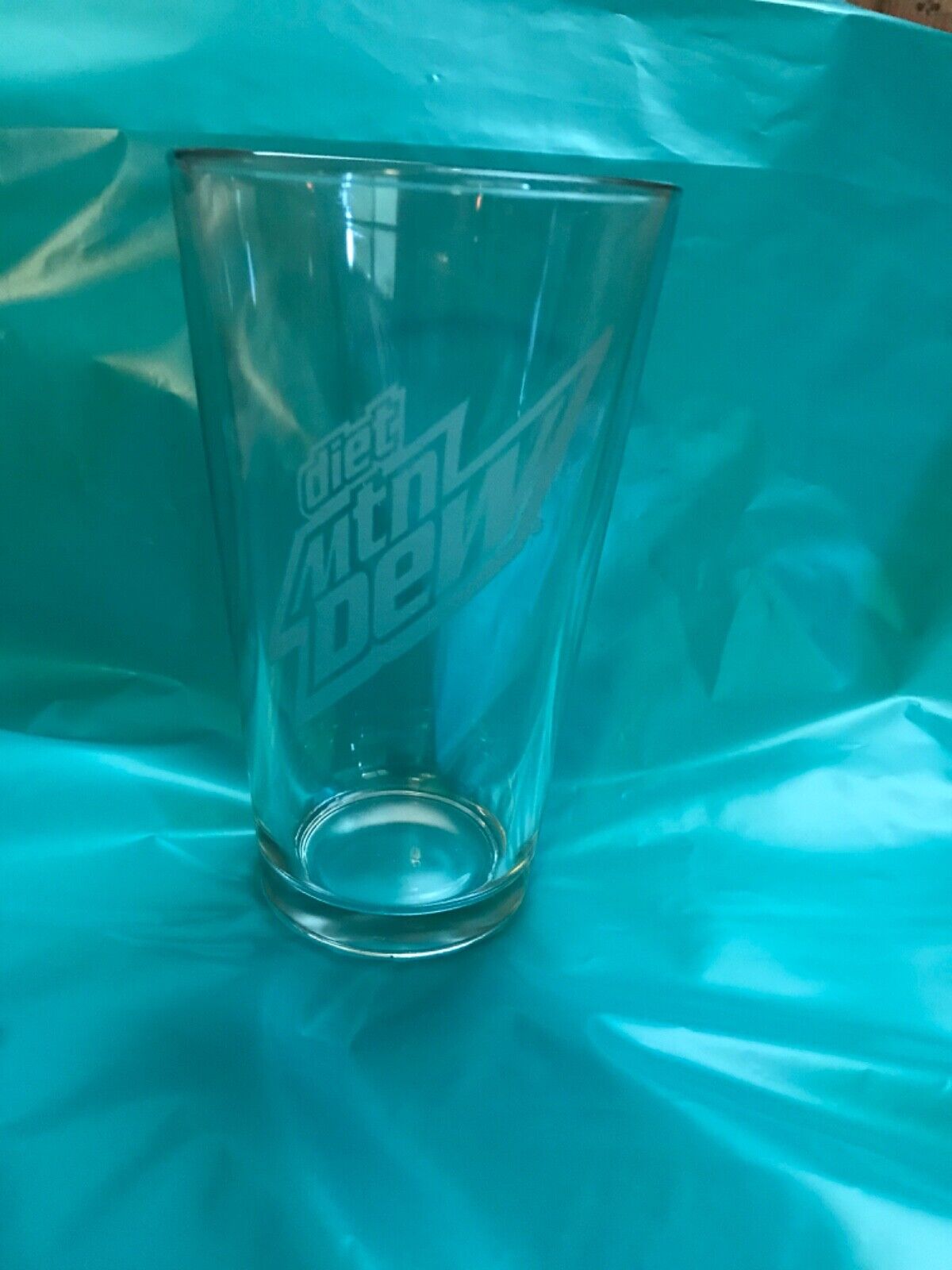 Clear Etched Diet Mountain Dew Glass Cup New
