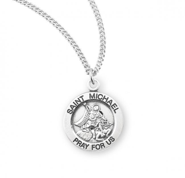 Best Saint Michael Round Sterling Silver Medal Size 0.7in x 0.6in
