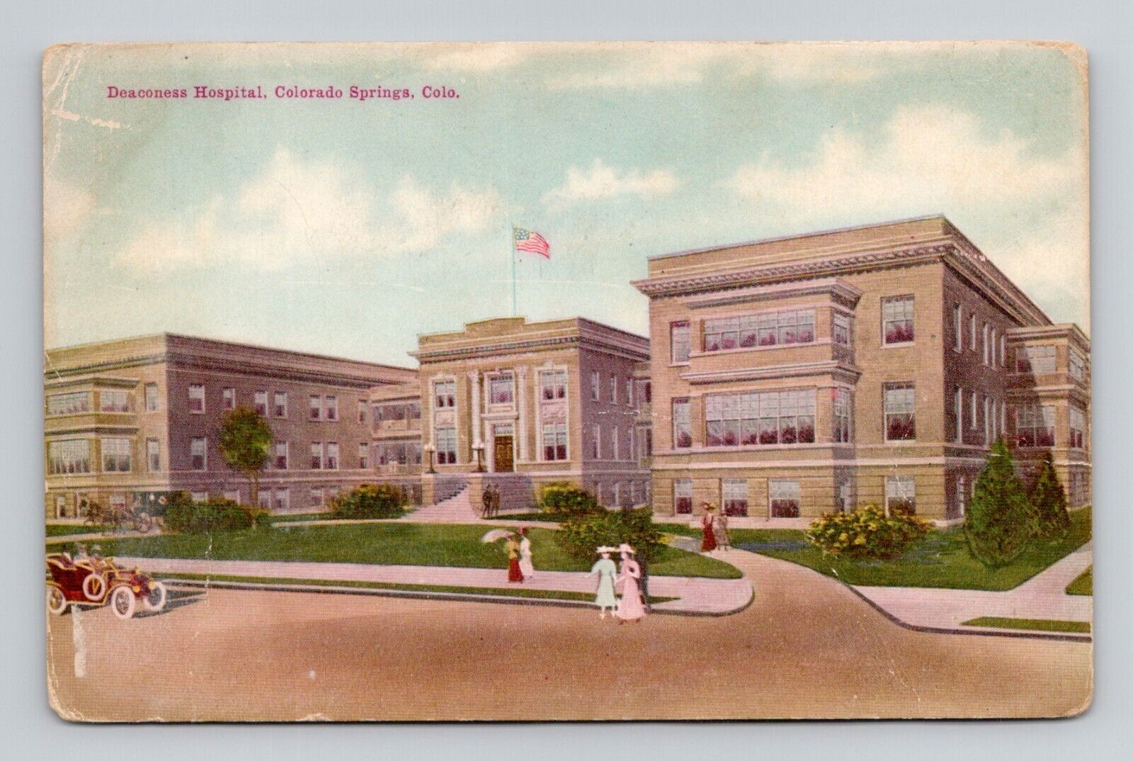 Postcard Deaconess Hospital in Colorado Springs Colorado CO, Antique H1