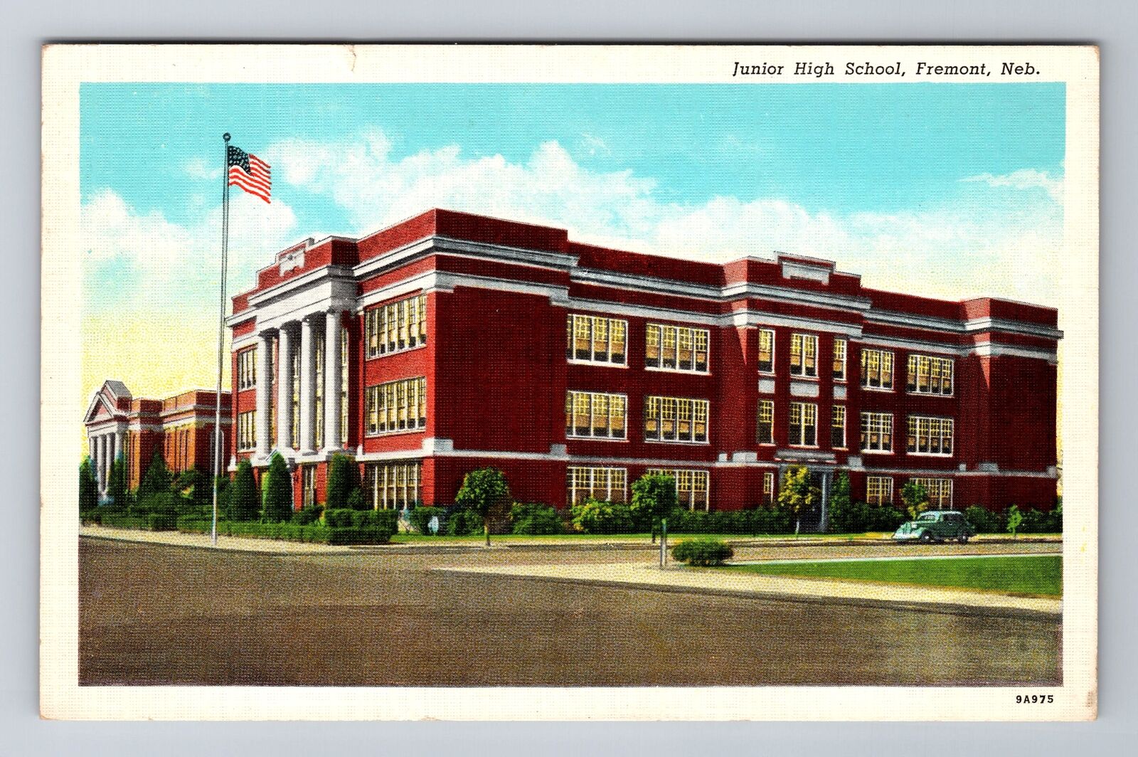 Fremont NE-Nebraska, Junior High School, Antique Vintage c1943 Souvenir Postcard