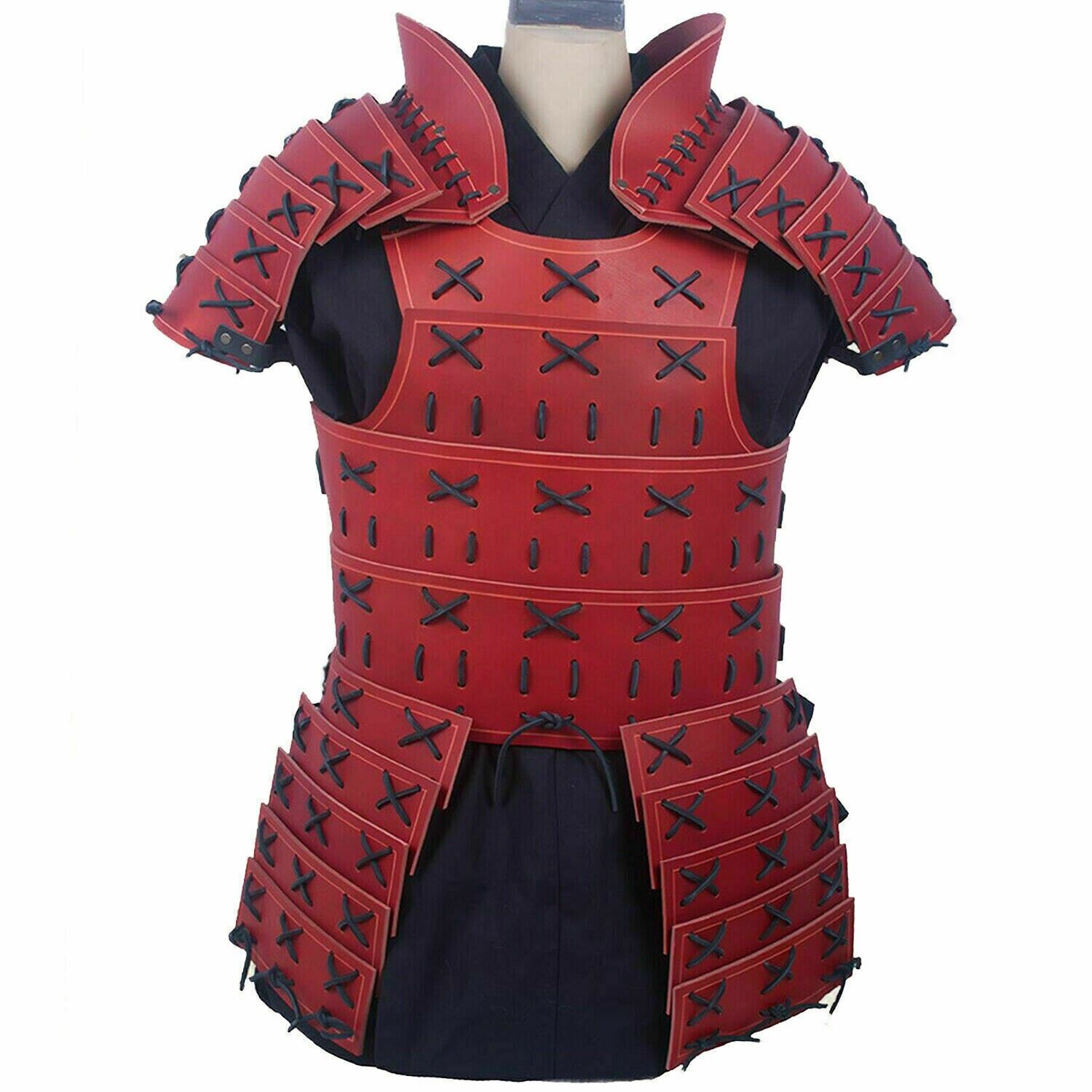 Red Samurai Leather Armor LARP Costume Medieval Leather Armor By Medieval Knight