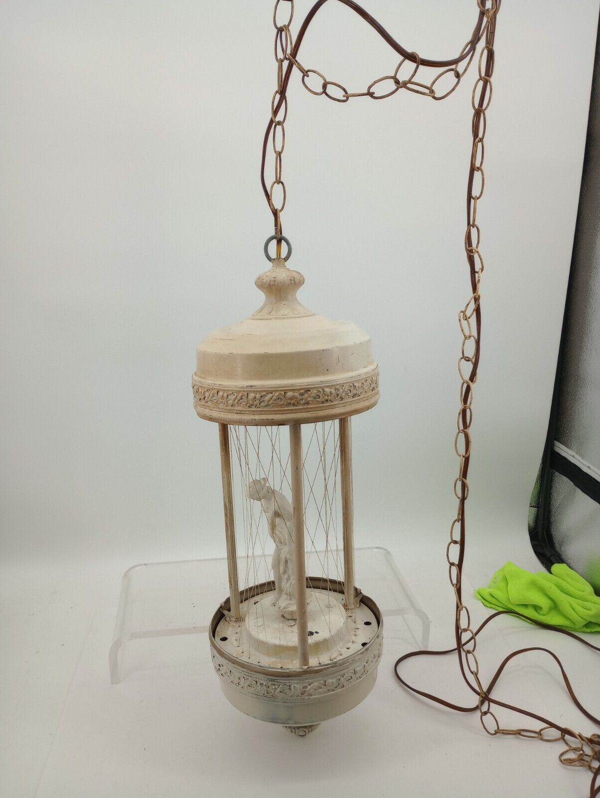 Vintage Hanging Goddess Mineral Oil Rain Lamp Light 28 In For Restoration 