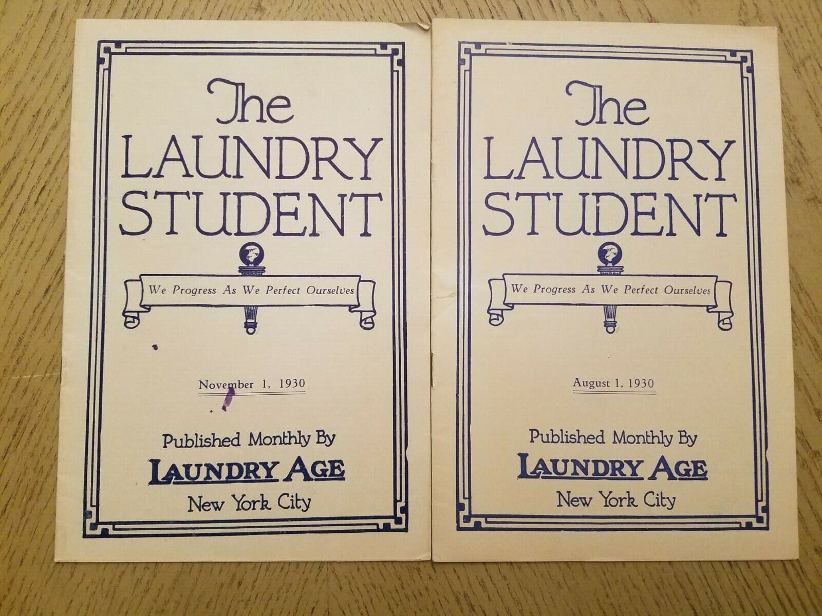 (2) RARE 1930 Laundry Student Magazines Worker Age Clothes Cleaners Service NYC